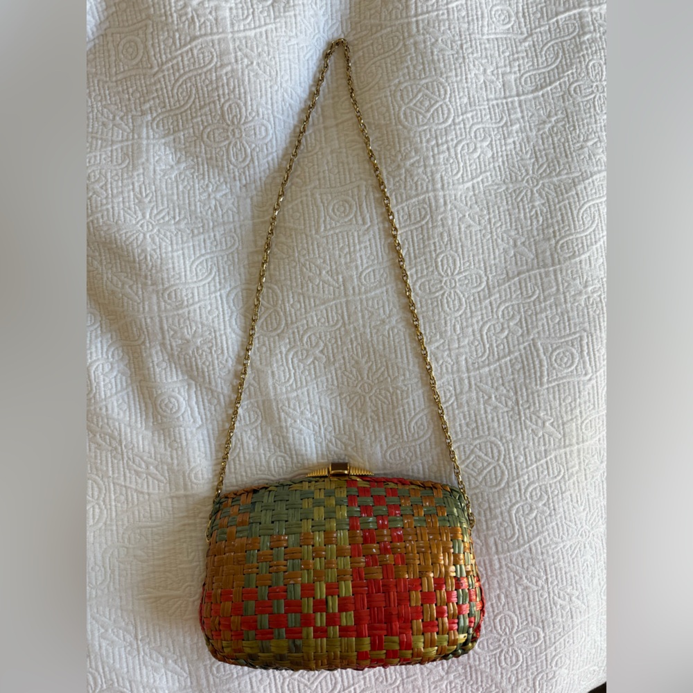 VTG Italian Rodo woven wicker glazed purse